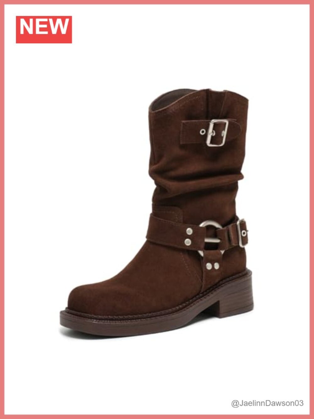 Women's Suede Mid Calf Boots Square Toe Platform Slip On Ankle Boots